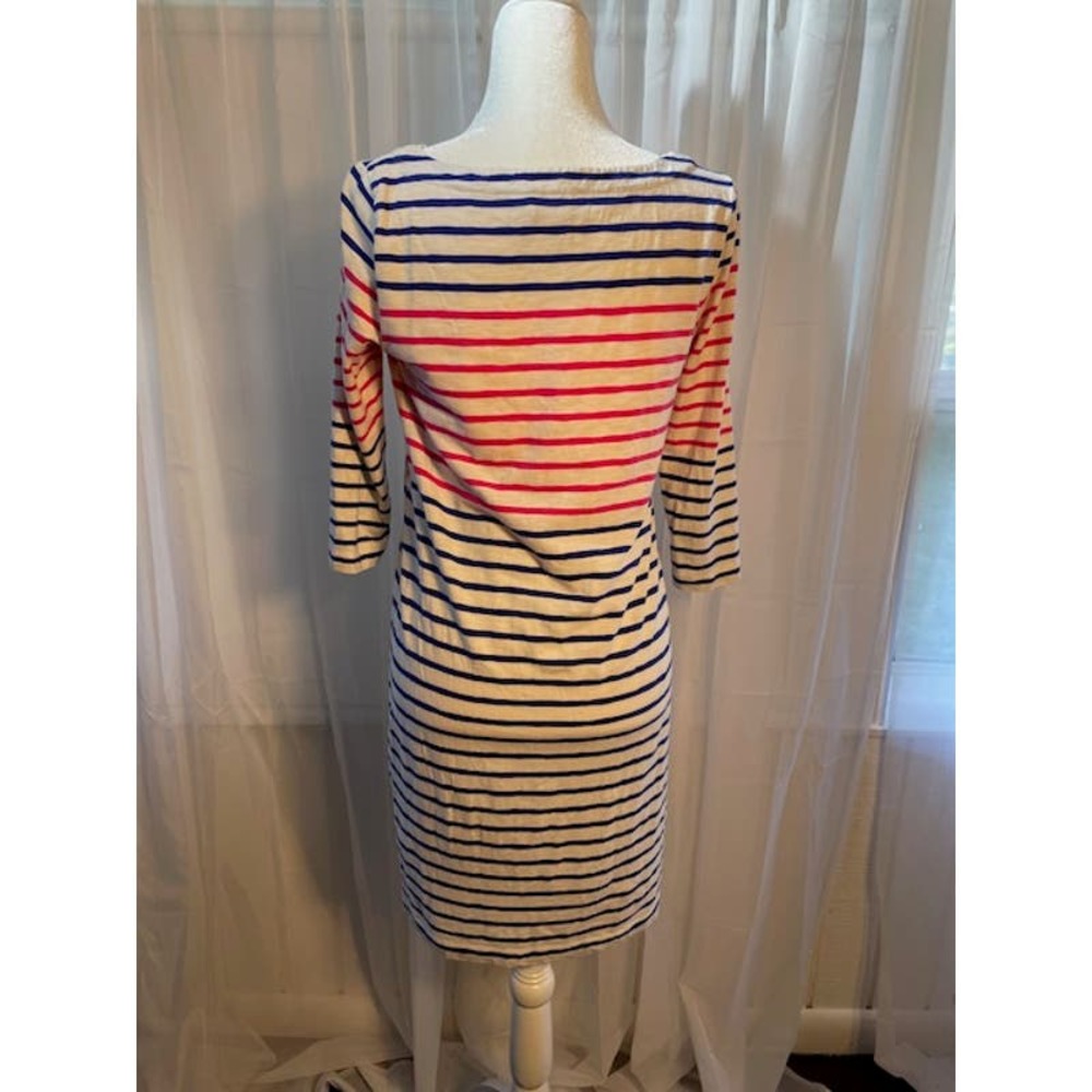 Vineyard Vines Size Small Dress White Pink Navy Stripes Knit 3/4 Sleeve - Picture 2 of 3